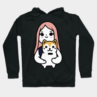 Girl with akita Inu Dog Lover Puppy Hoodie